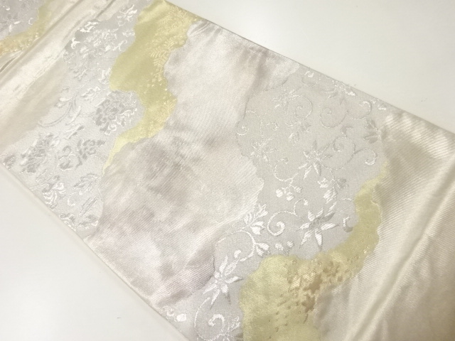 アンティーク　道長取りに花唐草模様織出し袋帯（材料）